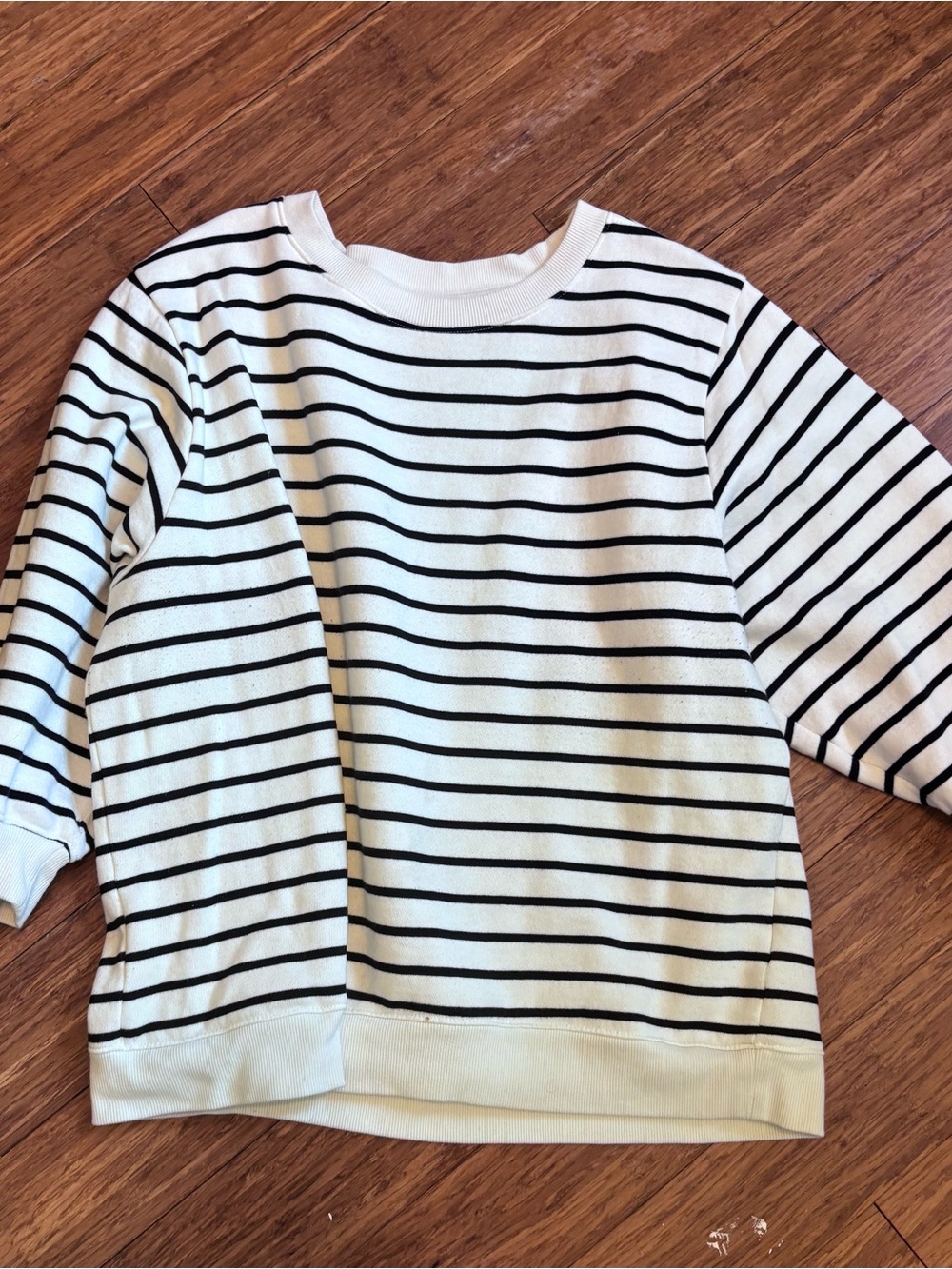 Amazon Essentials Black & White Striped Crewneck Sweatshirt